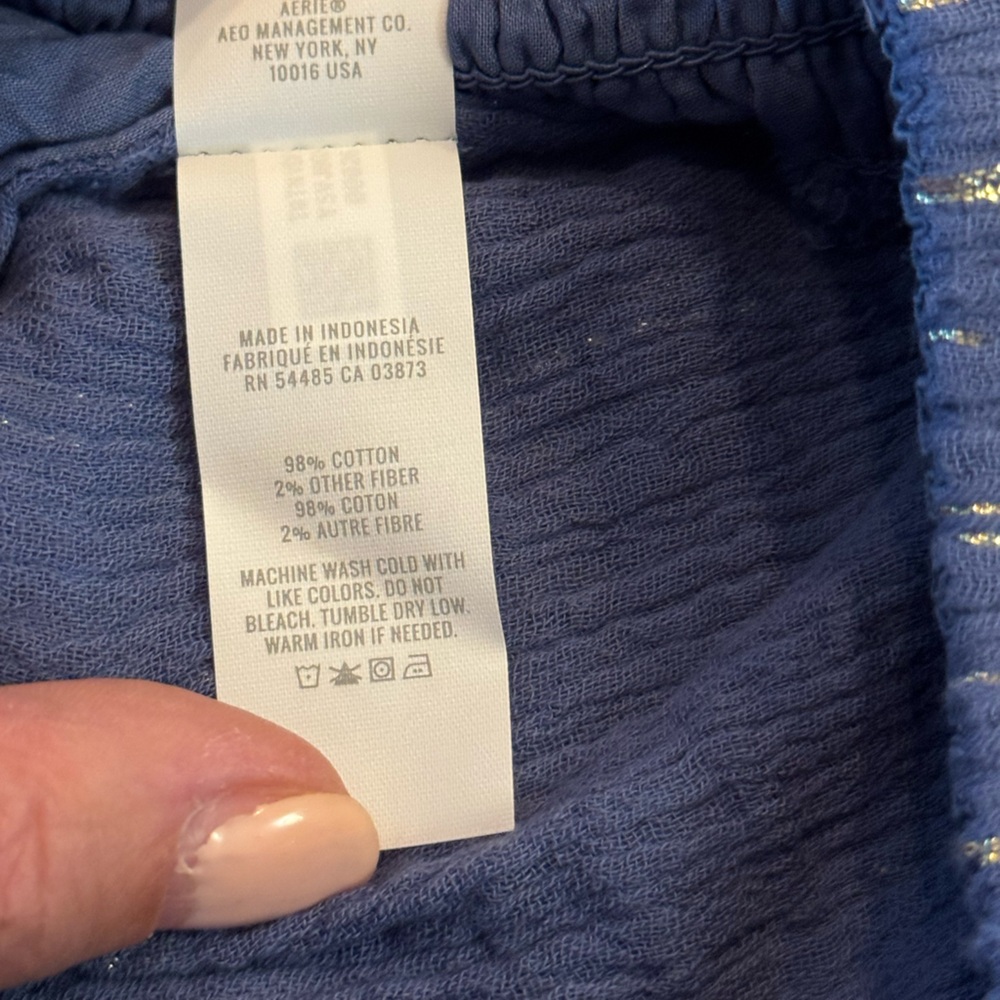 Aerie Blue and Silver Athletic Shorts with Elastic Waistband - Picture 6 of 9